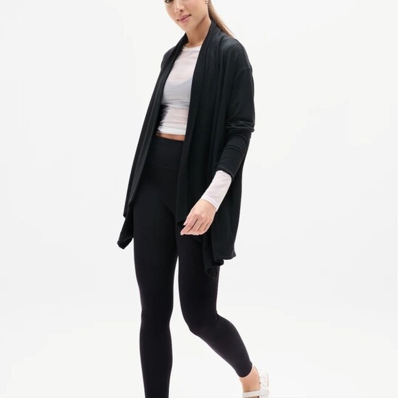 NEW ATHLETA BLACK TRAVEL YOGA SPRING WRAP CARDIGAN JACKET PRAYANA S SMALL NWT - Picture 1 of 5